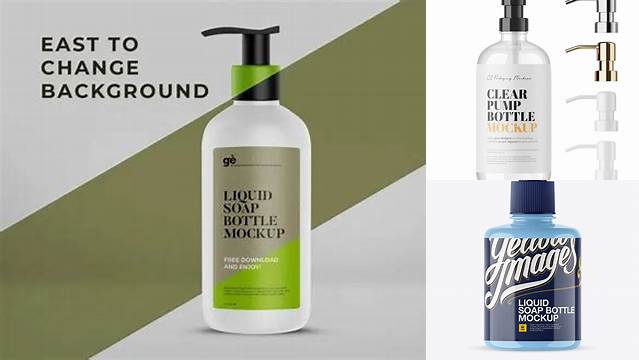 218+ Glossy Liquid Soap Bottle with Pump PSD Mockup Front View Stylish Free PSD