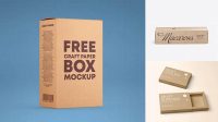 2185+ Kraft Paper Box PSD Mockup Front View High-Angle Shot Easy-to-Use PSD Template