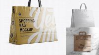 2185+ Metallic Paper Shopping Bag PSD Mockup Halfside View High-Resolution PSD Download