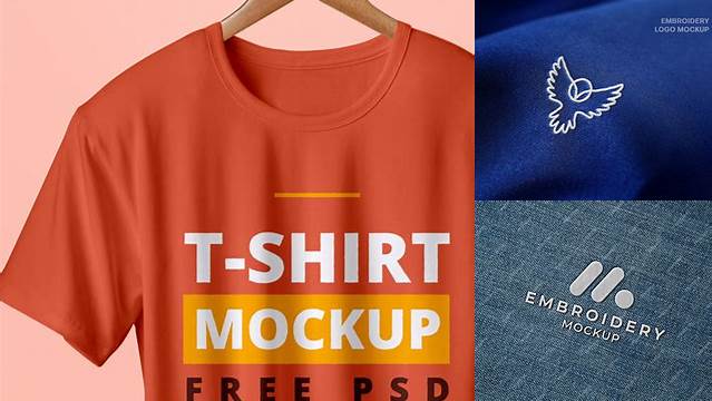 2186+ T Shirt Embroidery Mockup High-Quality Editable PSD