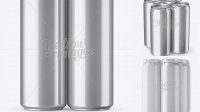 2187+ 4 Metallic Aluminium Cans PSD Mockup Front View High-Resolution Editable PSD