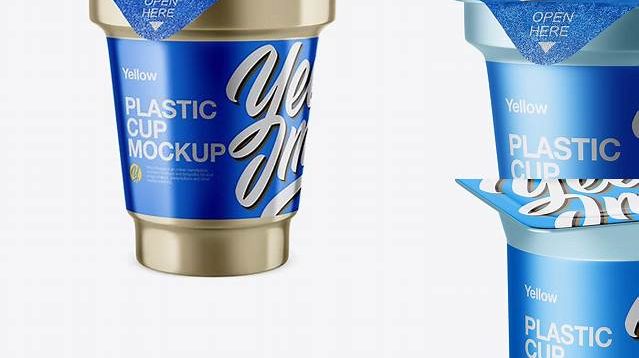 2187+ Metallic Yogurt Cup PSD Mockup Half Side View High Resolution