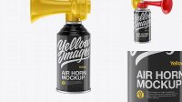 2189+ Portable Air Horn Glossy Can PSD Mockup Half Side View Smart Object Free Photoshop File