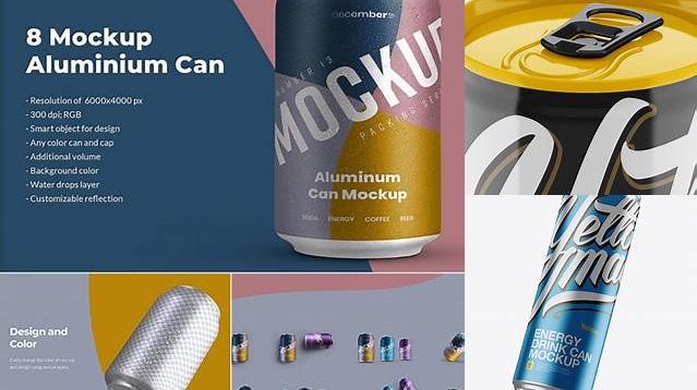 2192+ 250ml Aluminium Can With Gloss Finish PSD Mockup High-Angle Shot Exclusive Free Photoshop Asset