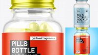 220+ Clear Glass Pills Bottle PSD Mockup High-Resolution Graphic