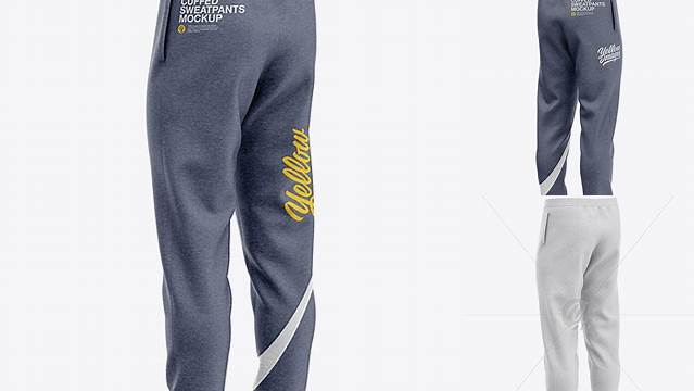 2200+ Men's Heather Cuffed Sweatpants Back View Elegant Photoshop Mockup