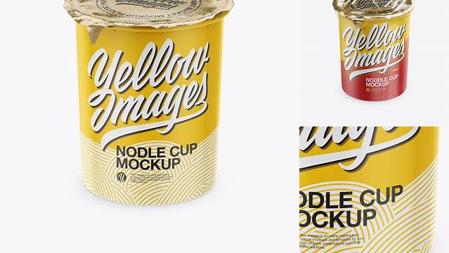 2204+ Noodle Cup With Foil Lid PSD Mockup High-Angle Shot Free Smart Object Templates