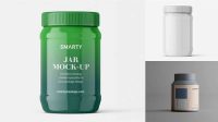 2205+ Glossy Plastic Jar With Handle PSD Mockup High-Angle Shot Exclusive Free Creative Resource