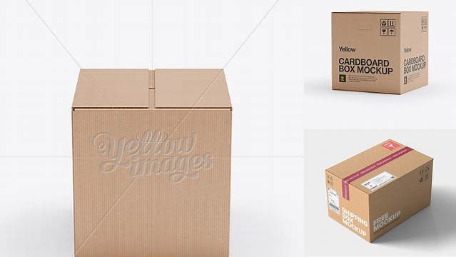 2206+ Corrugated Box PSD Mockup Front View High-Quality Digital Mockup Resource