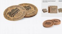 2207+ Stack of Cork Beverage Coasters PSD Mockup High-Quality Editable PSD