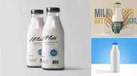 2208+ Frosted Plastic Bottle With Milk PSD Mockup Free Creative Design