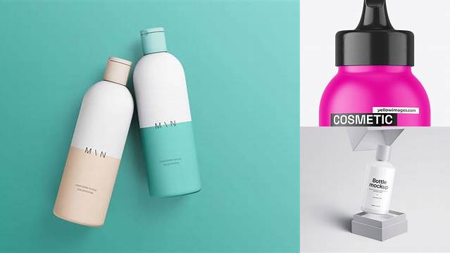 221+ Matte Cosmetic Bottle with Transparent Cap PSD Mockup High-End Layered Mockup Free