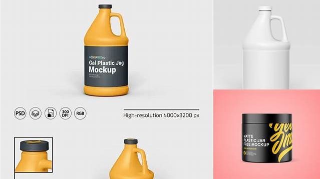 221+ Matte Plastic Jug PSD Mockup Side View High-End Photoshop Mockup