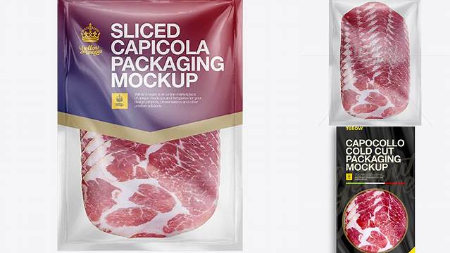 221+ Plastic Vacuum Bag with Sliced Capicola PSD Mockup Photoshop Resource Free