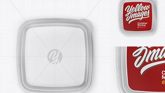 2210+ Matte Transparent Plasic Container PSD Mockup Top View Advanced Editable PSD