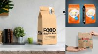 2224+ Kraft Stand-up Food Bag PSD Mockup Free Downloadable PSD