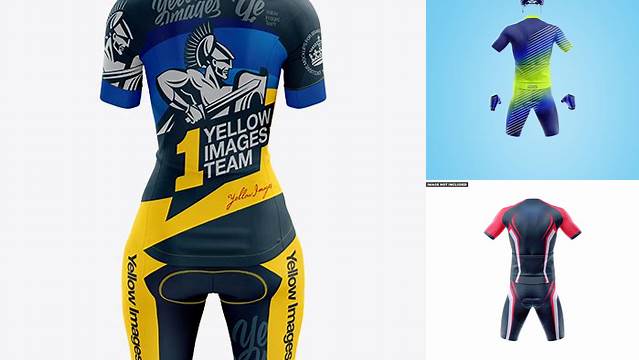 2226+ Women’s Cycling Kit PSD Mockup Back View Professional Photoshop Design Freebie