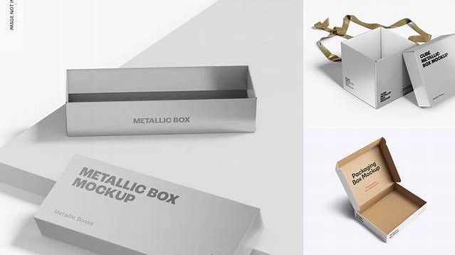 2227+ Opened Metallic Box PSD Mockup Smart PNG Image