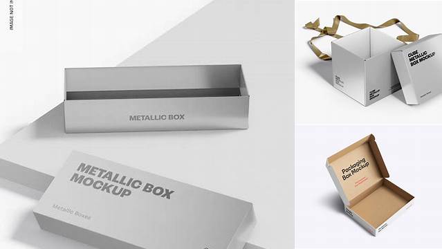 2227+ Opened Metallic Box PSD Mockup Smart PNG Image