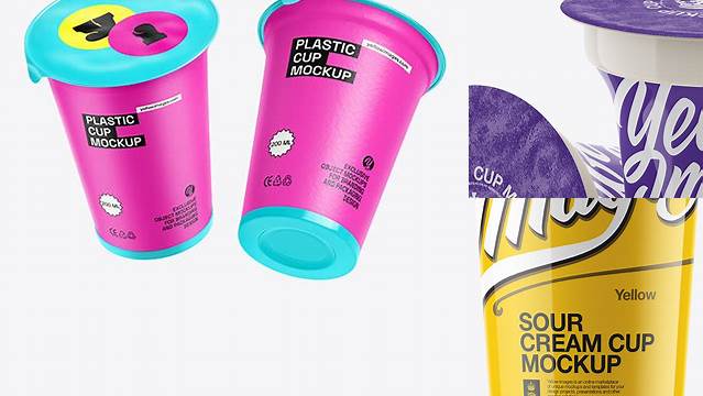 2229+ Two Glossy Sour Cream Cup PSD Mockup Exclusive Free PSD Mockups