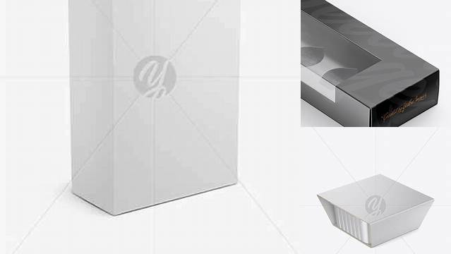 2230+ Box With Matte Cup PSD Mockup Half Side View High-Angle Shot Advanced Editable PSD