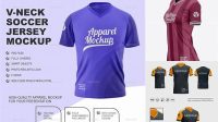 2231+ Women's Soccer V-Neck Jersey PSD Mockup – Side View Versatile Mockup for Designers