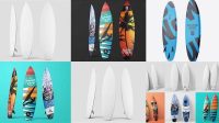 2234+ Surfboard PSD Mockup / Front View Advanced and Editable PSD Template Free