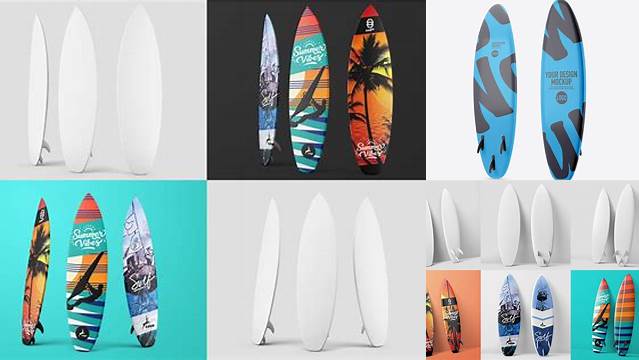 2234+ Surfboard PSD Mockup / Front View Advanced and Editable PSD Template Free