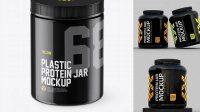 2235+ Glossy Plastic Protein Jar PSD Mockup High-Angle Shot Free Premium Photoshop Template Download