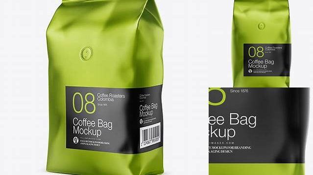 2236+ 1kg Matte Metallic Coffee Bag PSD Mockup Smart Object PSD Free Resource