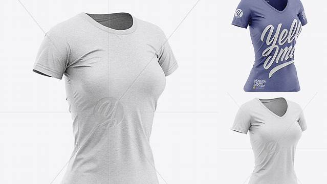 2237+ Women’s Heather Slim-Fit T-Shirt PSD Mockup Front View Elegant Free Graphic Resource