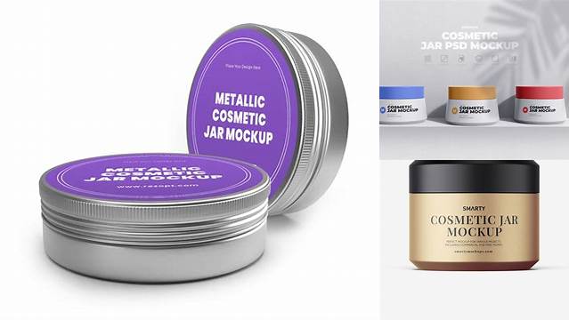 2238+ 20ml Metallic Cosmetic Jar PSD Mockup High Resolution