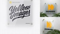 2241+ Square Glass Nameplate PSD Mockup Front View Exclusive and Stylish Design PSD