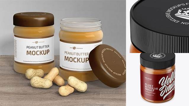 2245+ Smoked Peanut Butter Jar PSD Mockup High-Angle Shot Modern PSD Templates