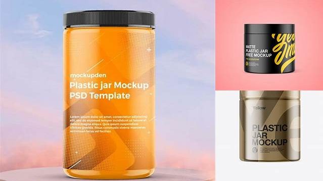 2246+ Matte Plastic Jar in Shrink Sleeve PSD Mockup Free Creative Design