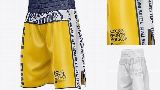 225+ Two Panel Boxing Shorts PSD Mockup Halfside View Fully Editable Photoshop PSD Free Download