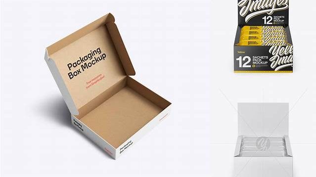 2253+ 12 Snacks Opened Box PSD Mockup Front View Creative Free PSD Graphic Design