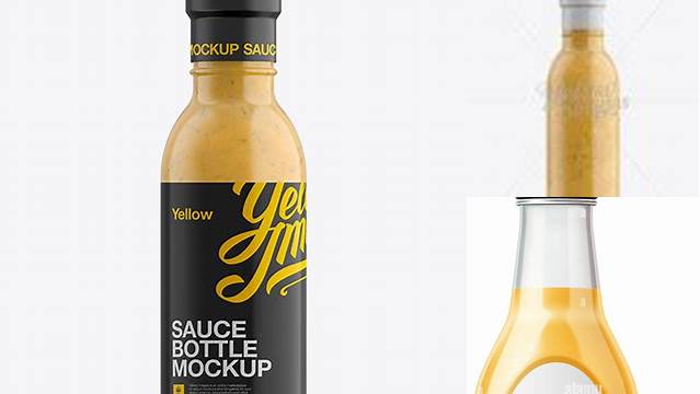 2256+ Mustard Glass Bottle with Flip-Top Cap PSD Mockup Easy-to-Use PSD Template