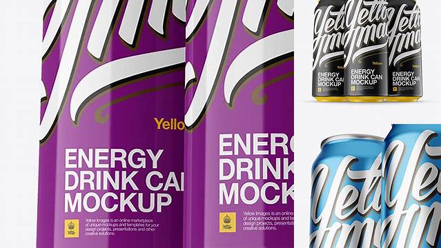 2258+ Three 500ml Aluminium Cans With Glossy Finish PSD Mockup Hero Shot Unique and Creative Free PSD File