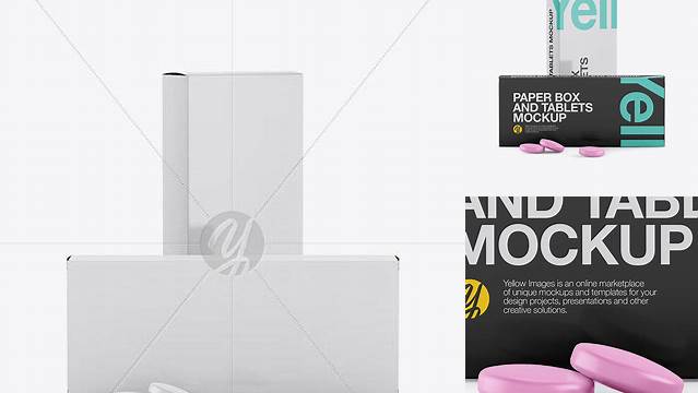 2263+ Two Paper Boxes With Tablets PSD Mockup Half Side View Unique High-Resolution PSD