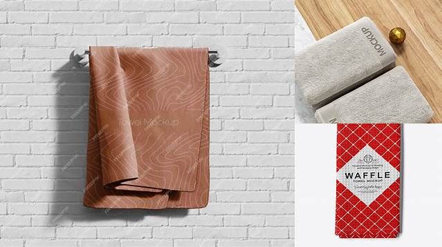 2263+ Waffle Towel PSD Mockup Top View Free Photoshop Mockup Design