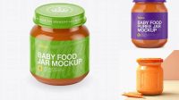 2264+ Baby Food Carrot Puree Small Jar PSD Mockup High-Angle Shot Customizable PSD Templates