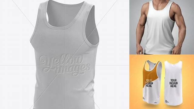 227+ Mens Tank Top HQ PSD Mockup Half-Turned View Professional Quality PSD Freebie