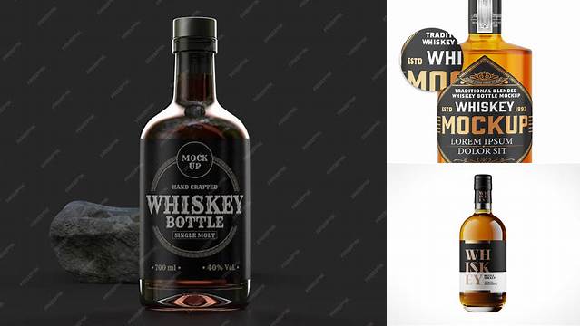 2270+ Green Bottle With Whisky PSD Mockup High-End Layered Mockup Free