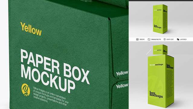 2270+ Matte Paper Box Front View Fully Layered PSD Freebie