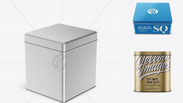 2270+ Metllic Square Tin Box PSD Mockup High-Angle Shot Digital Download PSD for Free