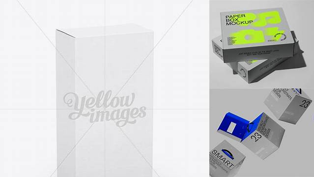 2271+ Paper Box PSD Mockup 25° Angle View High-Resolution Graphic