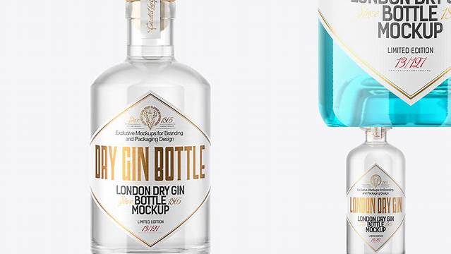 2273+ Dry Gin Bottle with Wooden Cap & Wax PSD Mockup Smart Object Free Photoshop File