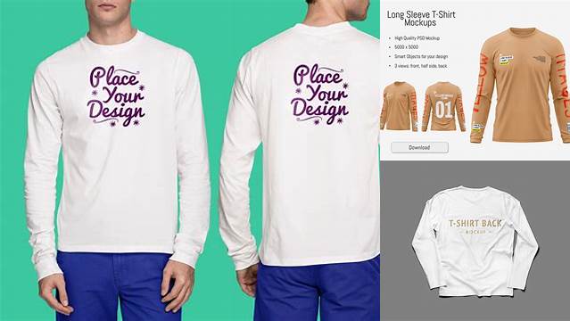 2274+ Long Sleeve T-shirt Mockup Front And Back Psd Free Free PSD Mockup Resource