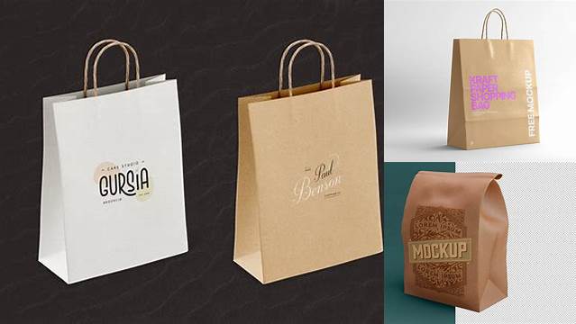 2282+ Kraft Bag PSD Mockup Front View Exclusive Free Photoshop Mockup